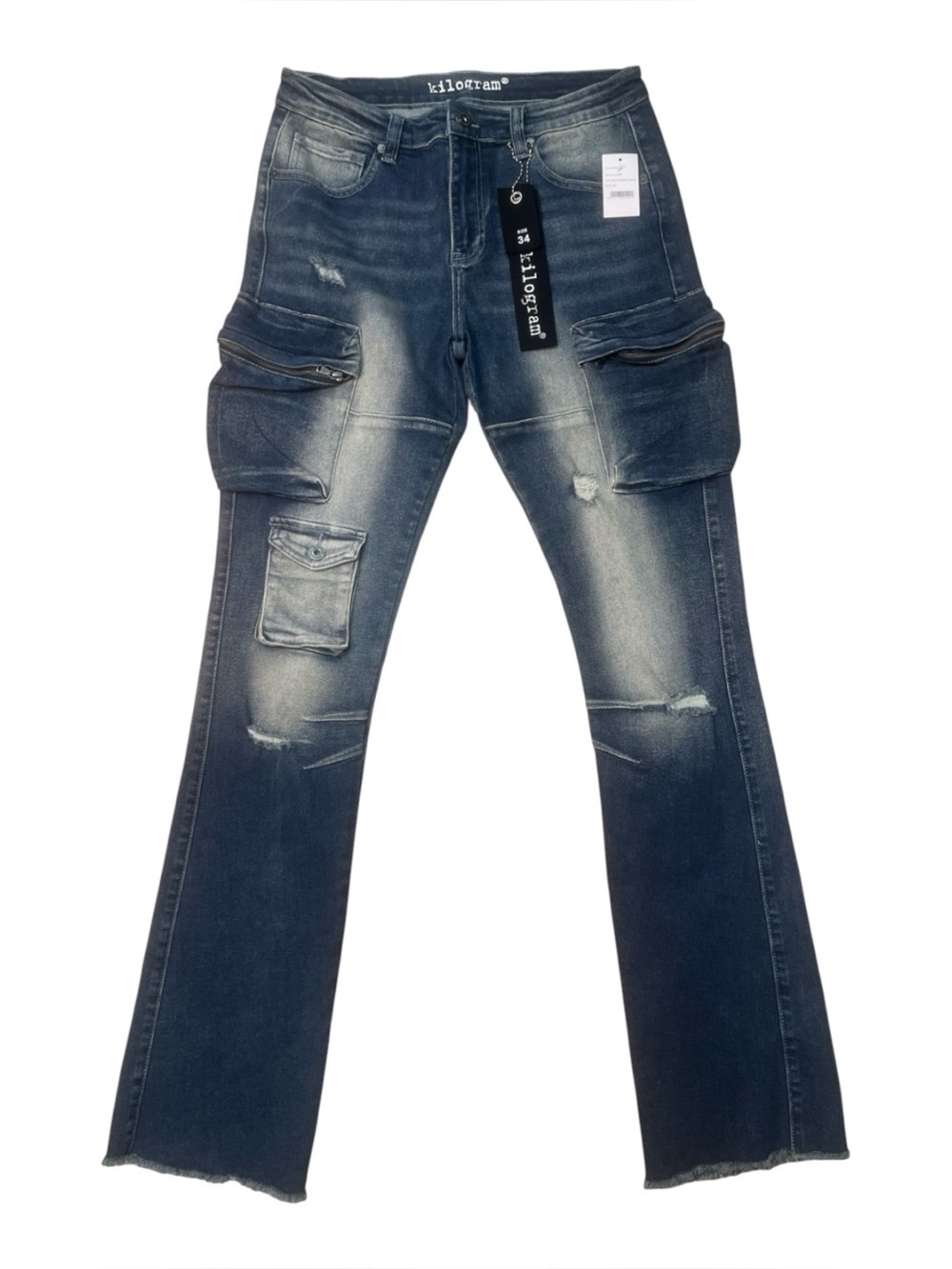 Sz 34 kilogram Men's Dark Blue Cargo Slim Jeans - Classic Denim